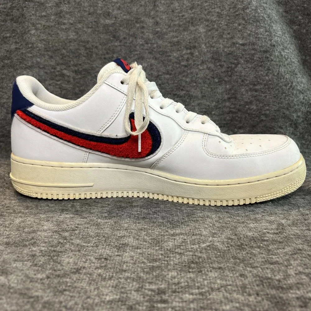 Air Force‎ One Low 3D Chenille Swoosh White Red Blue Mens Size 13